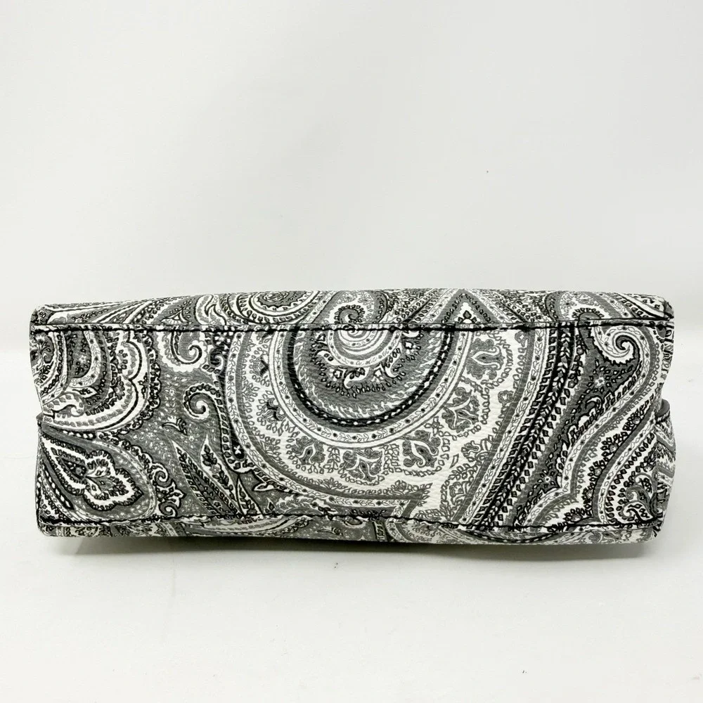 Ralph Lauren Black White Paisley Vegan Leather Clutch‎ Bag